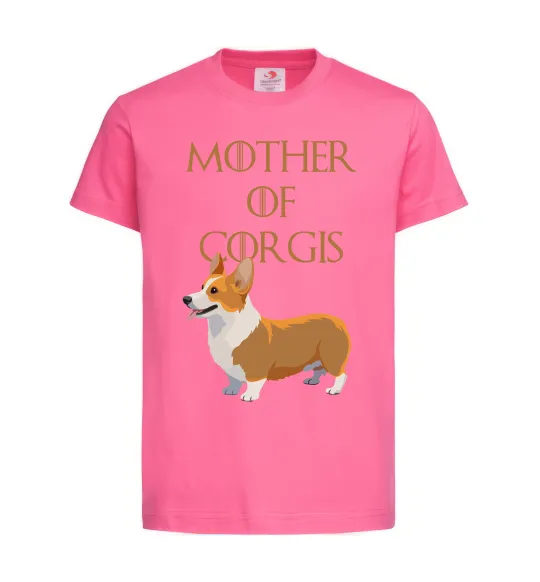 Дитяча футболка Mother of corgis Яскраво-рожевий фото