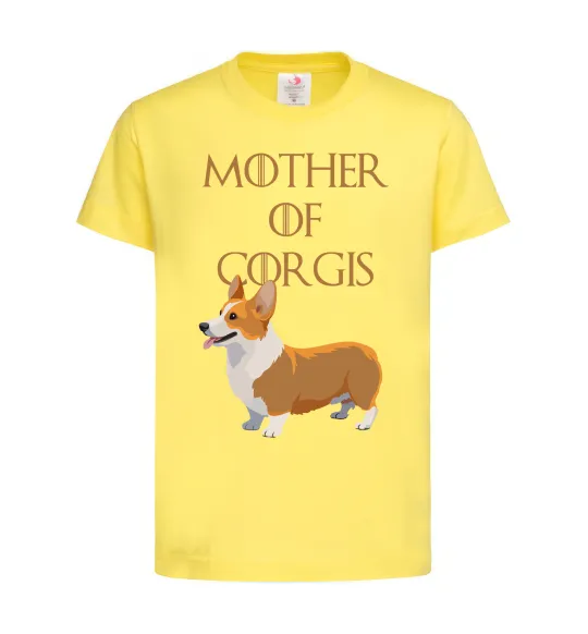 Дитяча футболка Mother of corgis Лимонний фото