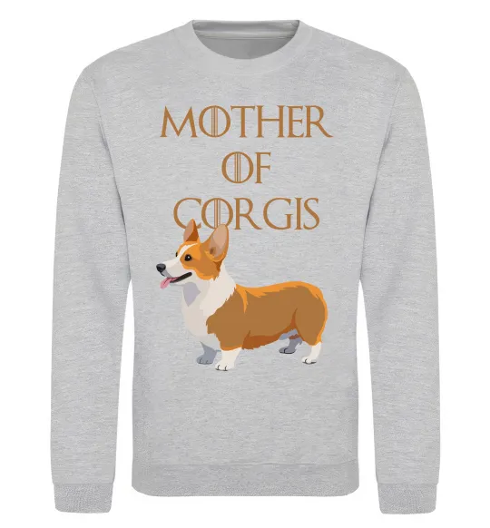 Світшот Mother of corgis Сірий меланж фото