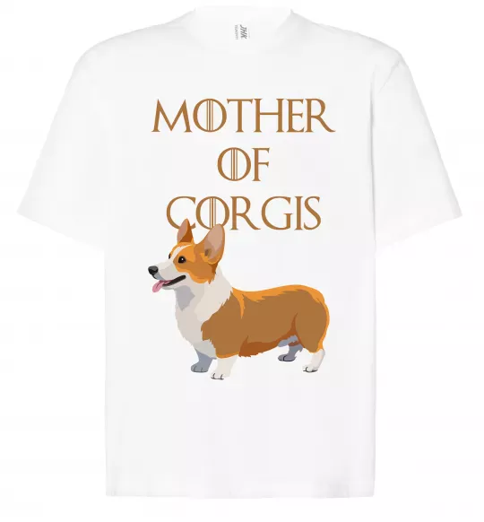 Футболка Оверсайз Mother of corgis Белый фото