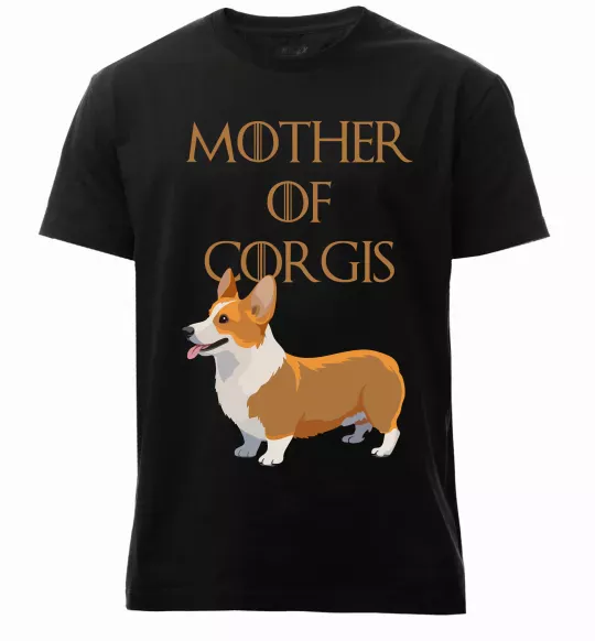 Чоловіча преміум футболка Mother of corgis Чорний фото
