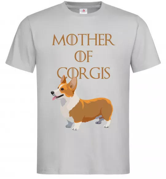 Мужская футболка Mother of corgis Серый фото