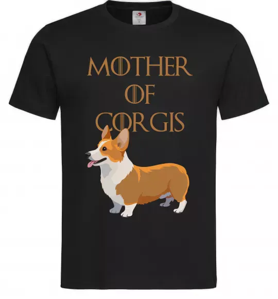 Мужская футболка Mother of corgis Черный фото