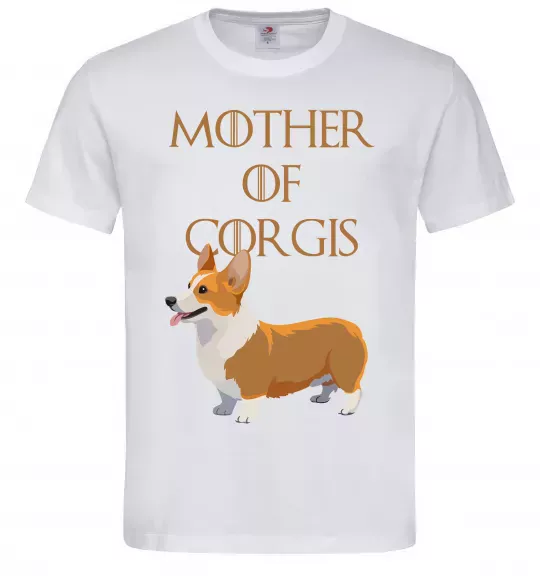 Мужская футболка Mother of corgis Белый фото