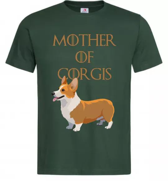 Мужская футболка Mother of corgis Темно-зеленый фото