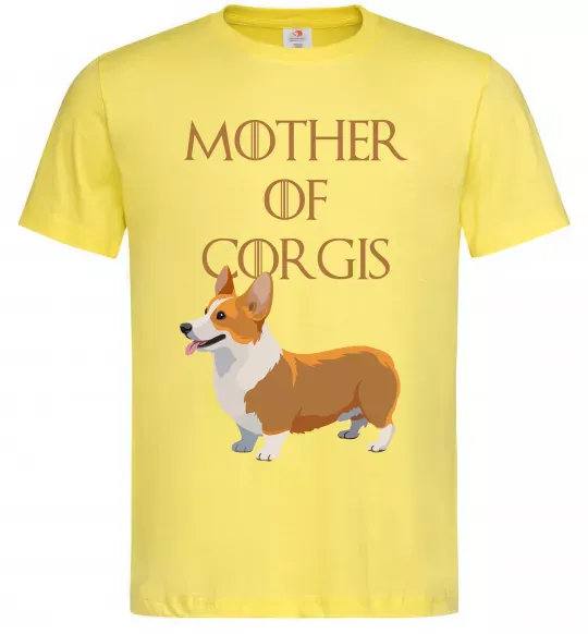Мужская футболка Mother of corgis Лимонный фото
