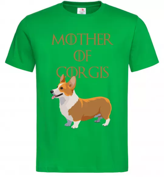 Мужская футболка Mother of corgis Зеленый фото