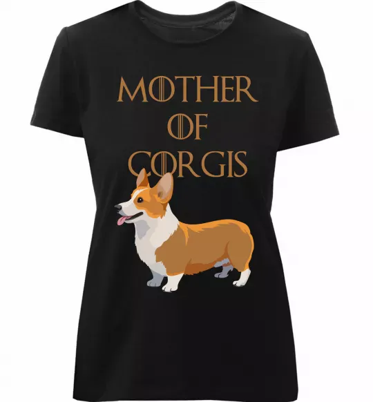 Жіноча преміум футболка Mother of corgis Чорний фото