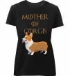 Жіноча преміум футболка Mother of corgis Чорний фото