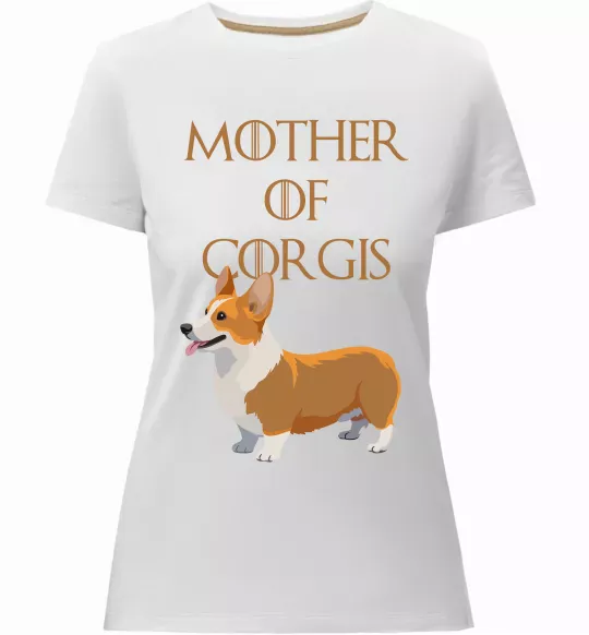 Жіноча преміум футболка Mother of corgis Білий фото