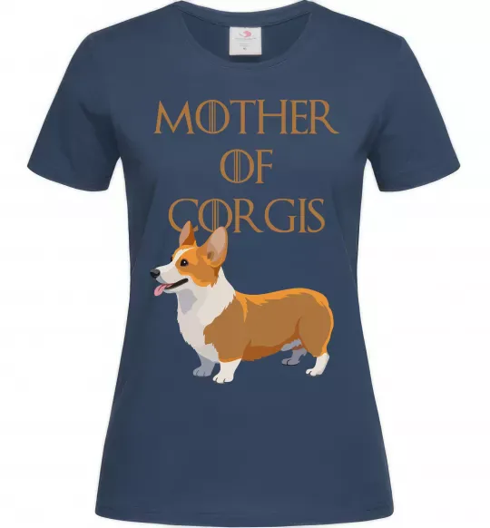 Жіноча футболка Mother of corgis Темно-синій фото