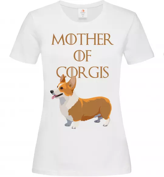 Жіноча футболка Mother of corgis Білий фото
