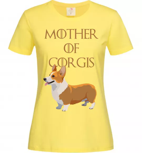 Жіноча футболка Mother of corgis Лимонний фото