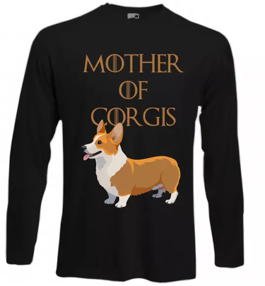 Лонгслів Mother of corgis Чорний фото