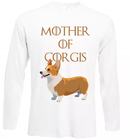 Лонгслів Mother of corgis Білий фото