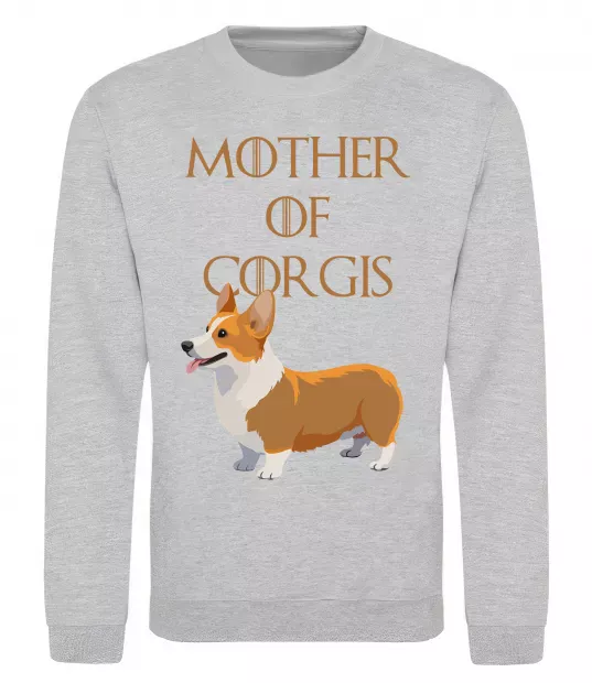 Свитшот Mother of corgis Серый меланж фото