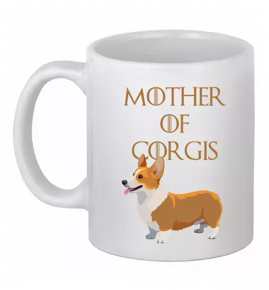 Чашка керамическая Mother of corgis Белый фото