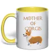 Чашка с цветной ручкой Mother of corgis Солнечно желтый Чашка с цветной ручкой Mother of corgis Солнечно желтый фото