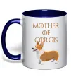 Чашка с цветной ручкой Mother of corgis Глубокий темно-синий Чашка с цветной ручкой Mother of corgis Глубокий темно-синий фото