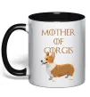 Чашка с цветной ручкой Mother of corgis Черный Чашка с цветной ручкой Mother of corgis Черный фото