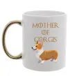 Чашка с цветной ручкой Mother of corgis Золото Чашка с цветной ручкой Mother of corgis Золото фото