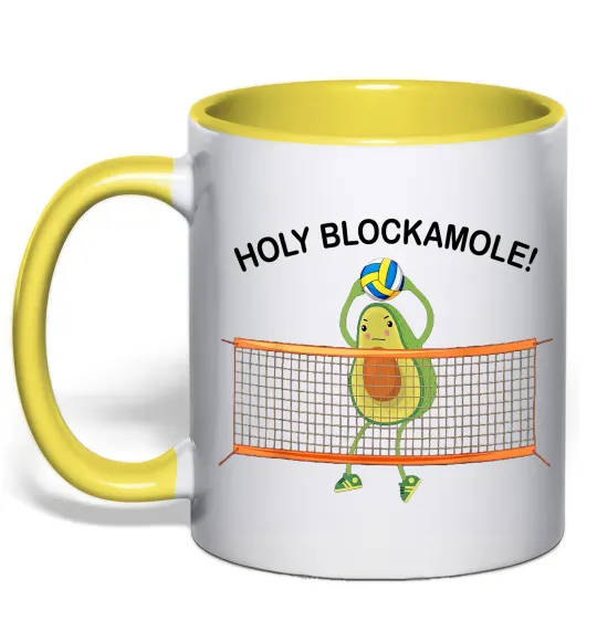 Чашка з кольоровою ручкою Holy blockamole Лимонний фото
