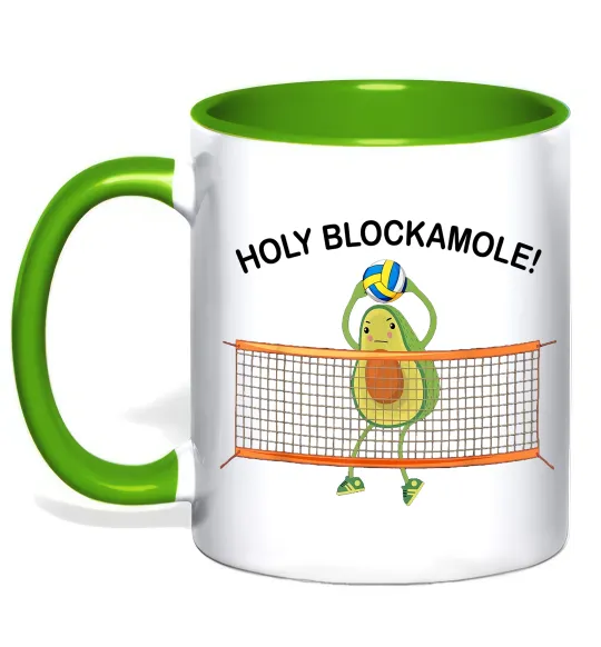 Чашка з кольоровою ручкою Holy blockamole Лаймовий фото