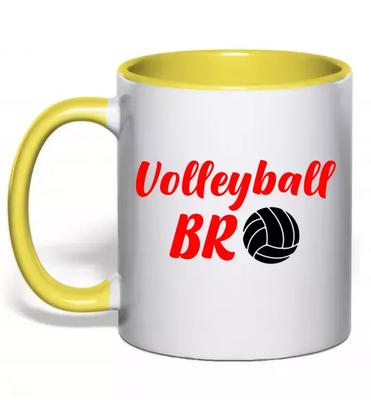Чашка с цветной ручкой Volleyball bro Солнечно желтый фото