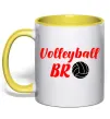 Чашка с цветной ручкой Volleyball bro Солнечно желтый фото