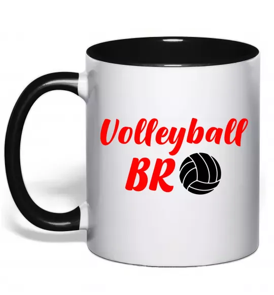 Чашка с цветной ручкой Volleyball bro Черный фото