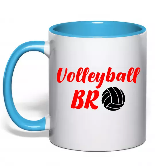 Чашка с цветной ручкой Volleyball bro Голубой фото