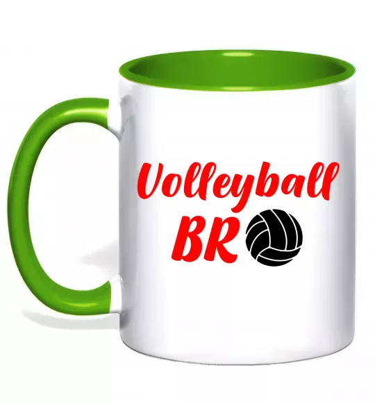 Чашка с цветной ручкой Volleyball bro Зеленый фото