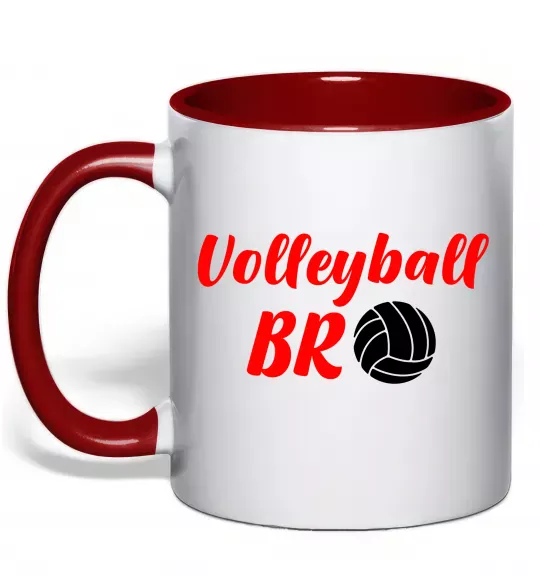 Чашка с цветной ручкой Volleyball bro Красный фото