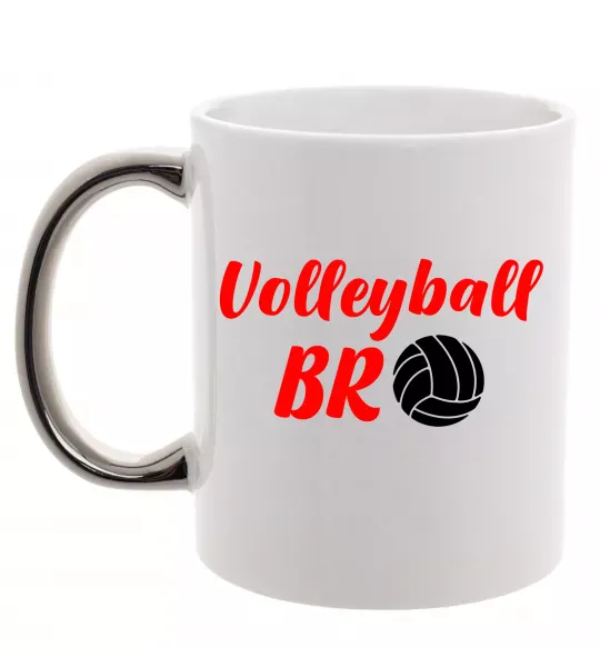 Чашка с цветной ручкой Volleyball bro Серебро фото