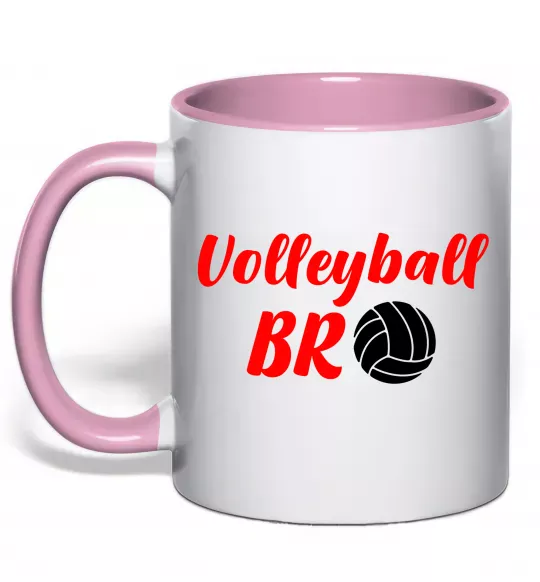 Чашка с цветной ручкой Volleyball bro Нежно розовый фото