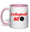 Чашка с цветной ручкой Volleyball bro Нежно розовый фото