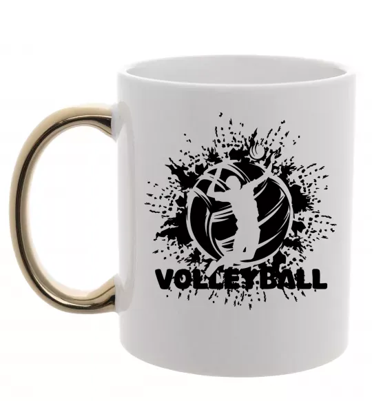 Чашка з кольоровою ручкою Волейбор малюнок Золото фото