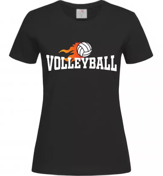 Жіноча футболка Volleyball вогняний м'яч Чорний фото