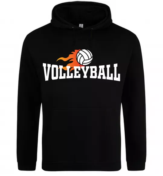 Мужская толстовка (худи) Volleyball вогняний м'яч Черный фото