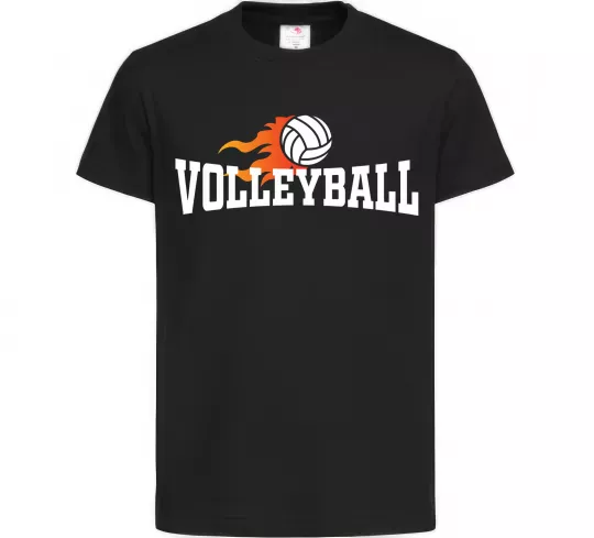 Детская футболка Volleyball вогняний м'яч Черный фото