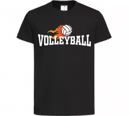 Детская футболка Volleyball вогняний м'яч Черный фото