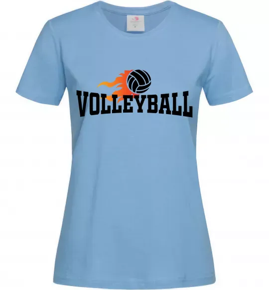 Жіноча футболка Volleyball вогняний м'яч Блакитний фото