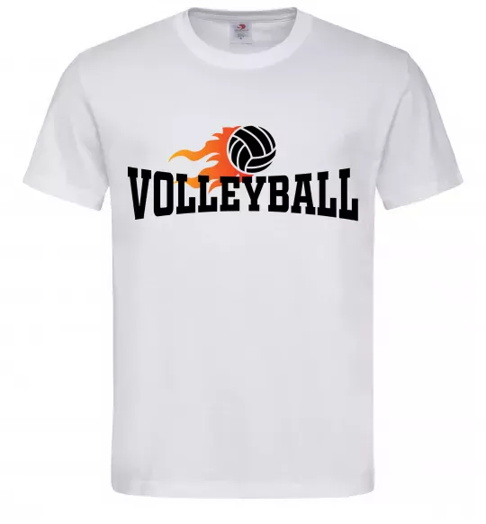 Чоловіча футболка Volleyball вогняний м'яч Білий фото