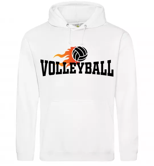 Мужская толстовка (худи) Volleyball вогняний м'яч Белый фото