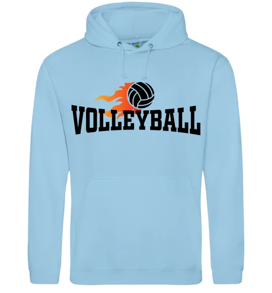 Мужская толстовка (худи) Volleyball вогняний м'яч Голубой фото