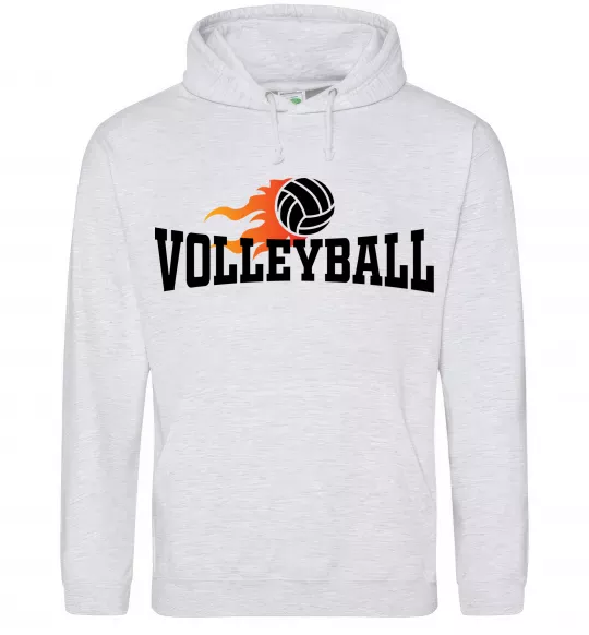 Женская толстовка (худи) Volleyball вогняний м'яч Серый меланж фото