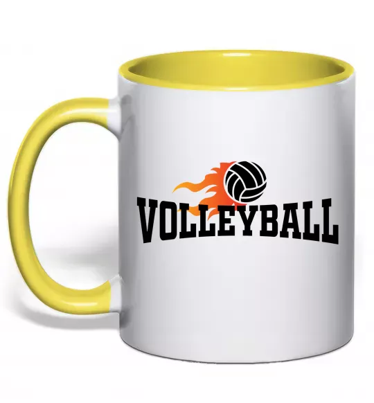 Чашка з кольоровою ручкою Volleyball вогняний м'яч Сонячно жовтий фото