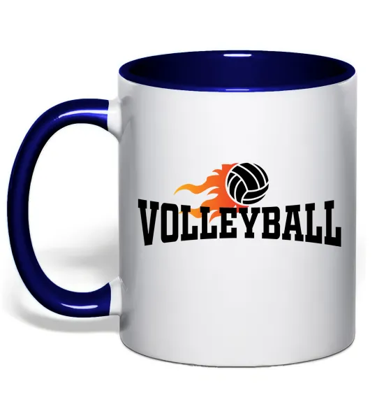 Чашка з кольоровою ручкою Volleyball вогняний м'яч Глибокий темно-синій фото