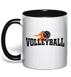 Чашка з кольоровою ручкою Volleyball вогняний м'яч Чорний фото