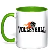 Чашка з кольоровою ручкою Volleyball вогняний м'яч Лаймовий фото